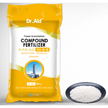 DR Aid NPK 22 9 9 9 TE Engrams Técnica TE Compuesto biológico Soluble Fertilizante natural de torre alta para tomates